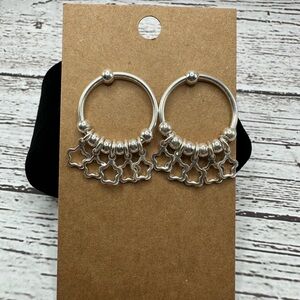 Elegant Silver Star Hoop Earrings